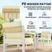 4 Piece Rattan Garden Furniture Set with Loveseat, Armchairs and Coffee Table — Beige or Dark Grey Outsunny