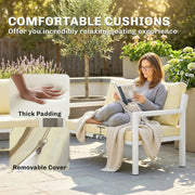 4 Piece Rattan Garden Furniture Set with Loveseat, Armchairs and Coffee Table — Beige or Dark Grey Outsunny