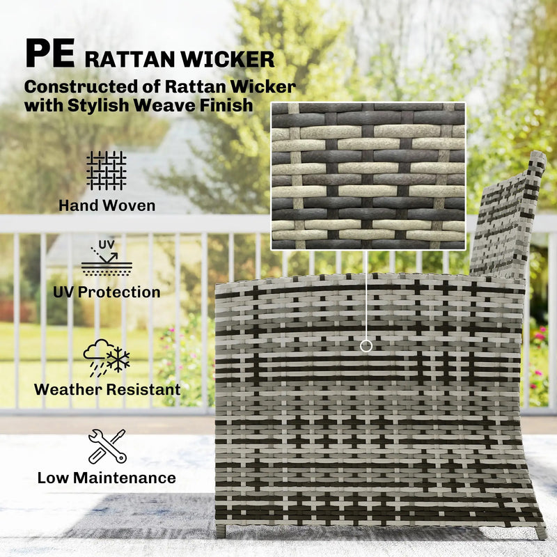Rattan Lounger Garden Furniture Set 6 Piece with Nesting Tables and Cushioned Seats Outsunny