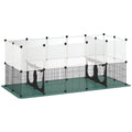 Small Pet Cage and Playpen with Waterproof Mat for Easy Cleaning Black AOSOM