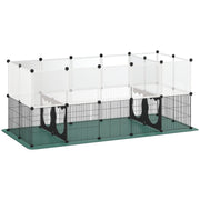 Small Pet Cage and Playpen with Waterproof Mat for Easy Cleaning Black AOSOM