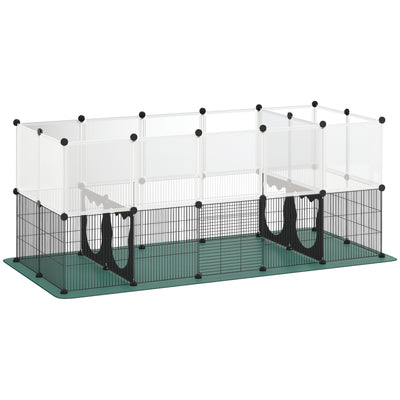 Small Pet Cage and Playpen with Waterproof Mat for Easy Cleaning Black AOSOM