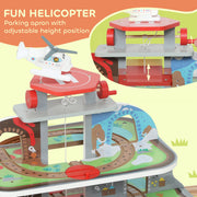 79 Piece Wooden Train Set with Crane and Helicopter Fun Mine Themed Track for Kids, Natural AOSOM