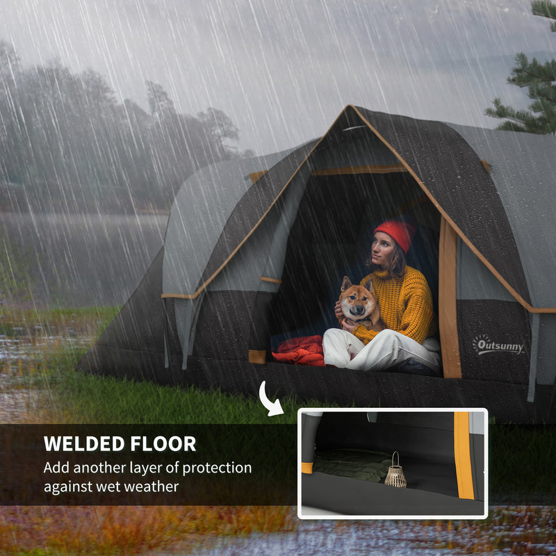 6 Person Blackout Camping Tent with Single Large Room and Easy Setup Light Grey Black