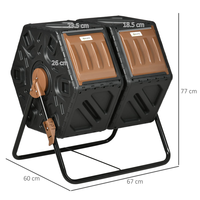 130L Dual Chamber Tumbling Composter for Efficient Waste Recycling by Outsunny