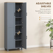 Freestanding Kitchen Pantry Cabinet with Adjustable Shelves for Storage, Grey Wood Effect