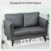 Two Seater Grey Leathaire Sofa With Padded Cushions For Living Room Comfort