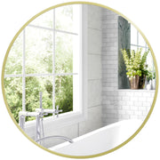 Round Aluminium Frame Bathroom Mirror 70cm Ideal for Modern Interiors Gold Tone