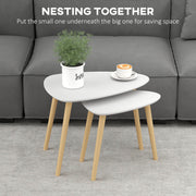 Set of 2 Nesting Coffee Tables with Solid Wood Legs Light Grey by HOMCOM