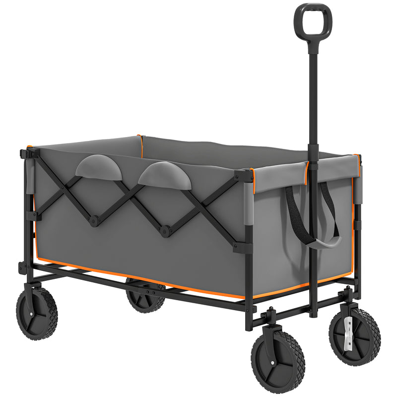 Grey and Orange 160L Folding Festival Trolley with Tailgate and Carry Bag