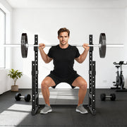 Adjustable Squat Rack for Safe Home Strength Training with Weight Plate Storage Black AOSOM