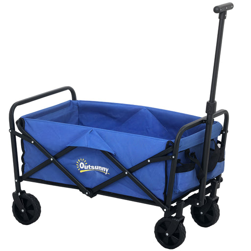 Heavy Duty Folding Festival Trolley With Adjustable Handle For Camping And Beach, Blue