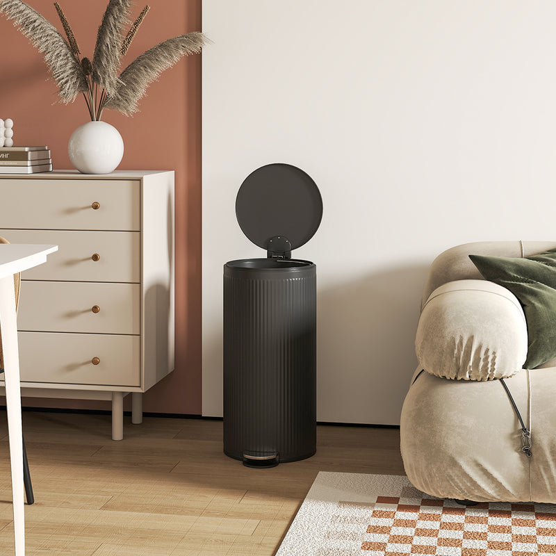 30L Pedal Kitchen Bin with Soft Close Lid and Removable Inner Bucket for Home Use Black