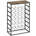 Wine Rack for 30 Bottles with Compact Storage and Secure Wave Slots Rustic Brown Black Homcom