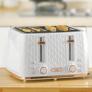 White Four Slice Honeycomb Toaster With Adjustable Browning Control by HOMCOM