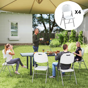 Set of Four Foldable Outdoor Chairs in White Lightweight and Compact by Outsunny