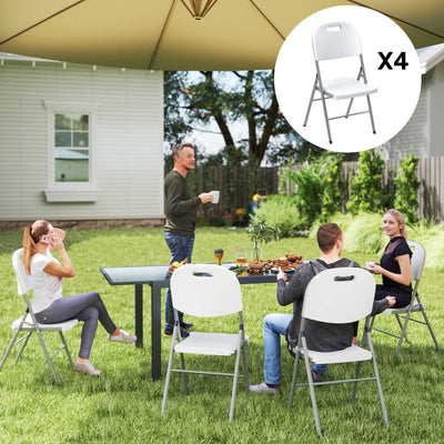 Set of Four Foldable Outdoor Chairs in White Lightweight and Compact by Outsunny