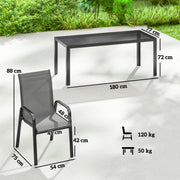 8 Seater Garden Dining Set with Large Rectangular Black Glass Table and Weatherproof Stackable Chairs Outsunny