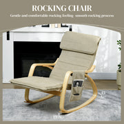 Rocking Recliner Lounge Chair with Adjustable Footrest and Side Pocket for Relaxing Khaki