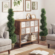 Artificial Spiral Boxwood Trees Set of 2 for Easy Year Round Greenery Indoors or Outdoors Green AOSOM