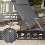 Set of 2 Grey Folding Sun Loungers with Adjustable Backrest and Pillows for Garden and Beach by Outsunny