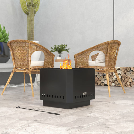 Smokeless Garden Fire Pit for Clean Outdoor Evenings Metal Construction Black Outsunny