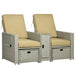 Reclining Rattan Garden Chairs Set, Beige