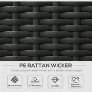 Image of a Black Rattan Reclining Garden Chairs Set With Beige Cushions, Footstools and Centre Table