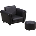Kids Armchair and Footstool Set with Soft Padding Great for Reading or Relaxing, Black