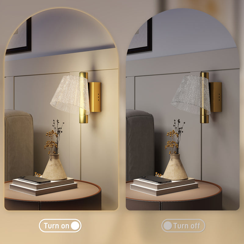 Gold LED Wall Lights 2 Pack with Adjustable Colour Temperature for Bedroom or Hallway