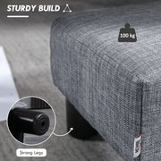 Linen Fabric Footstool Ottoman Cube with Sturdy Legs Ideal for Living Rooms, Grey