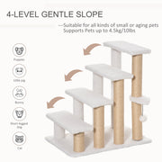 4 Step Cat Climbing Ladder With Scratching Posts Toy Ball And Platforms For Indoor Use White