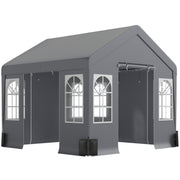 3x3m Garden Party Gazebo with Weatherproof Shelter and Zipped Doors for Outdoor Gatherings, Grey Outsunny