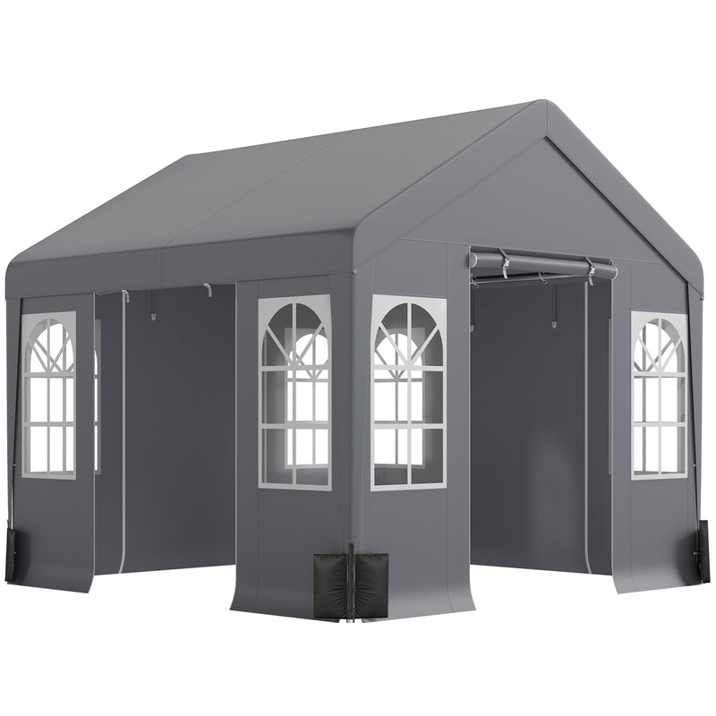 3x3m Garden Party Gazebo with Weatherproof Shelter and Zipped Doors for Outdoor Gatherings, Grey Outsunny