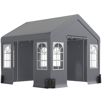 3x3m Garden Party Gazebo with Weatherproof Shelter and Zipped Doors for Outdoor Gatherings, Grey Outsunny