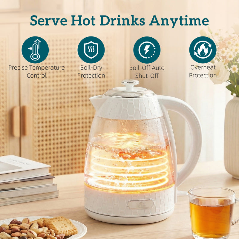 1.7L Rapid Boil Kettle and 2 Slice Toaster Set With Browning Control Cream AOSOM