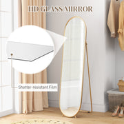 Full Length Two Way Curved Mirror Freestanding for Bedroom or Hallway, Gold Tone