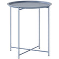 Folding Steel Garden Side Table with Removable Tray Top for Indoor or Outdoor Use Blue Grey Outsunny
