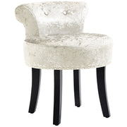 Beige Ice Velvet Dressing Table Stool with Rubber Wood Legs for Bedroom or Living Room by HOMCOM