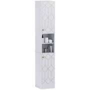 Tall White Freestanding Bathroom Storage Cabinet With Doors and Adjustable Shelves by HOMCOM