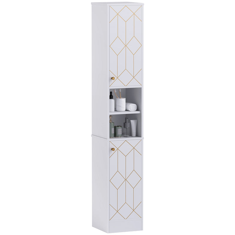 Tall White Freestanding Bathroom Storage Cabinet With Doors and Adjustable Shelves by HOMCOM