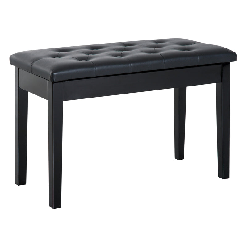 PU Leather Piano Stool With Hidden Storage Ideal for Makeup or Dressing Table, Black