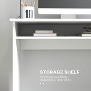 Home Office Chair and Computer Desk Set With Storage Shelf for Study or Work, White and Grey