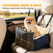 Small Dog Car Booster Seat with Safety Belts Ideal for Travel and Comfort Navy Blue AOSOM