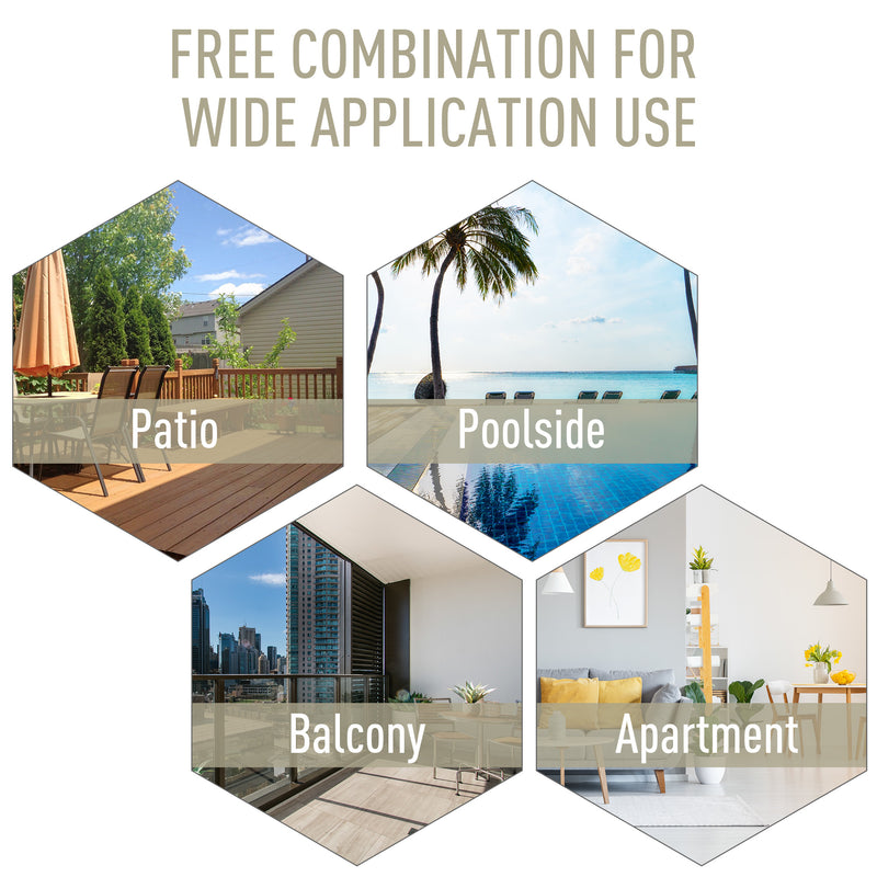 Set of 6 Folding Garden Chairs in Beige for Outdoor Dining or Patio Seating