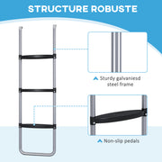 Galvanised Steel Trampoline Ladder 2 or 3 Step for 6ft to 16ft Trampolines Silver by SPORTNOW AOSOM