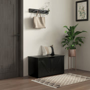 100L Wooden Storage Box With Safety Hinges Ideal for Home Organisation, Black