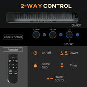 Wall Mounted Electric Fireplace 127cm with Remote Control and 9 Flame Colours Black