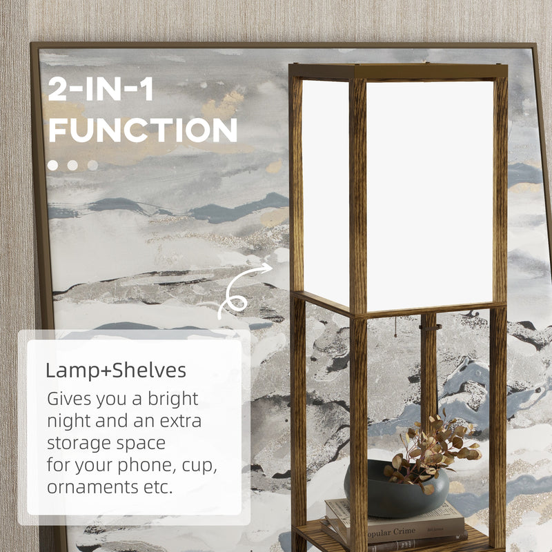 Modern Shelf Floor Lamp with Dual Light Ideal for Living Room or Bedroom Use, Brown