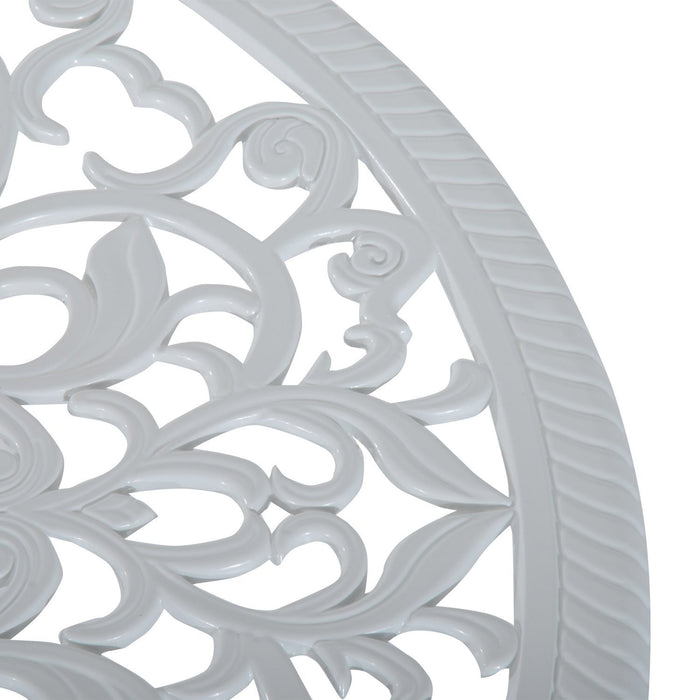 White 3 Piece Antique Garden Bistro Set Cast Aluminium with Umbrella Hole by Outsunny